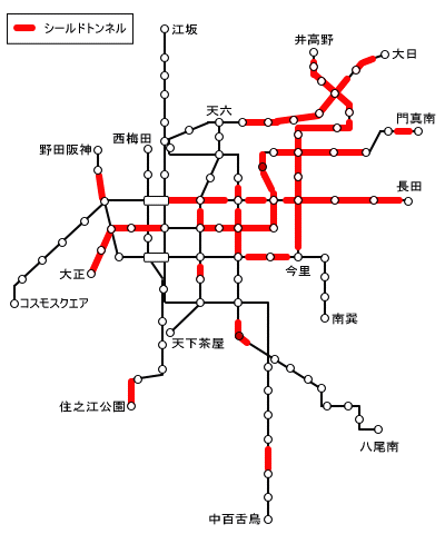 シールドトンネル路線図